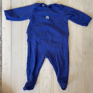 Petit Bateau terry striped footie with easy access snap back 9 months
